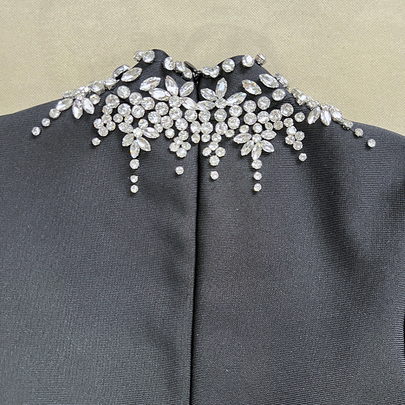 Bodycon Gown with Crystal Embellished Collar and Cuffs