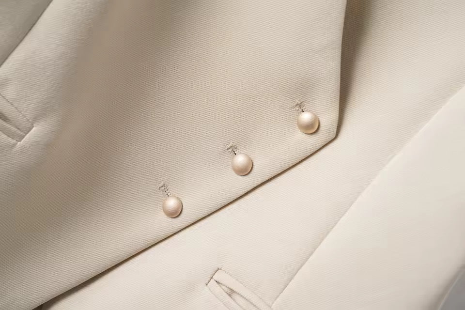 V-Neck Short Vest with Diagonal Buttons”