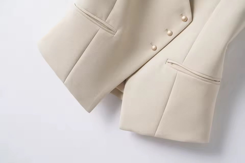 V-Neck Short Vest with Diagonal Buttons”