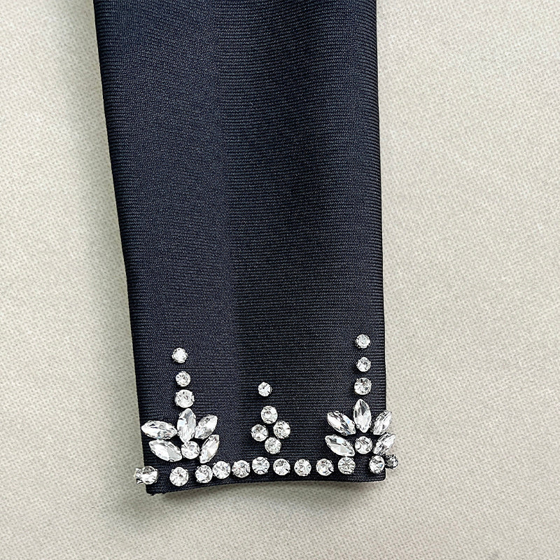 Bodycon Gown with Crystal Embellished Collar and Cuffs