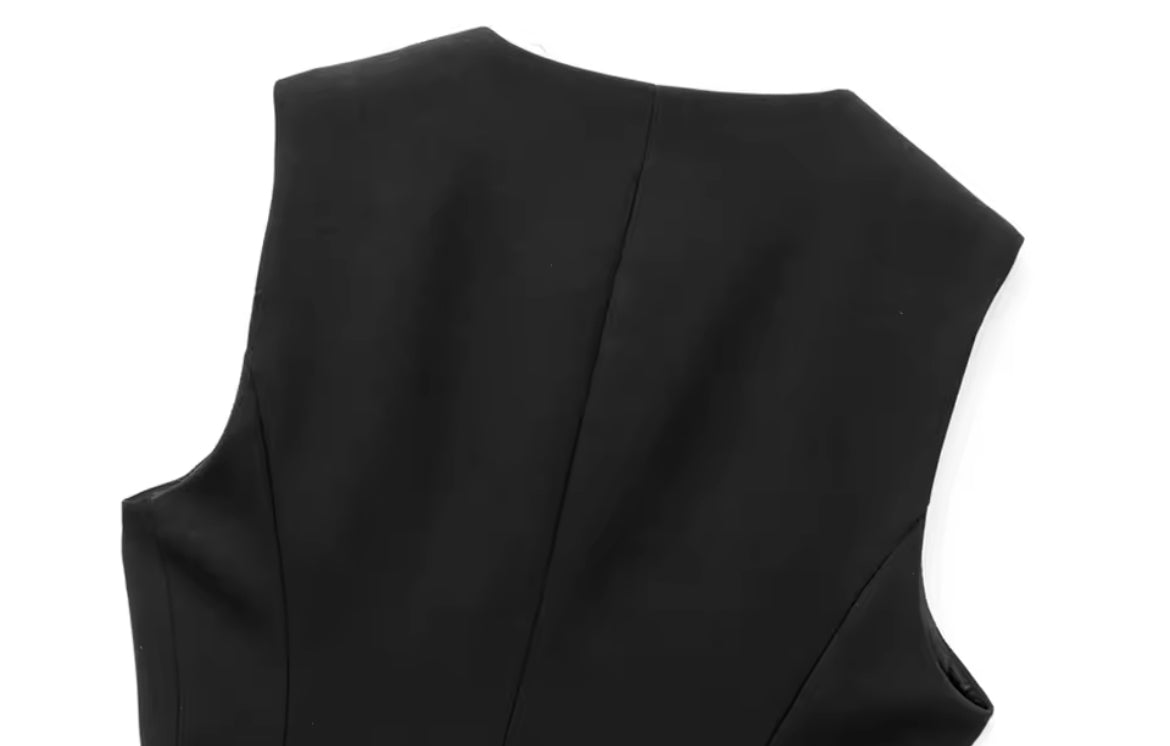 Waistcoat Vest with Belt & Gold Buttons